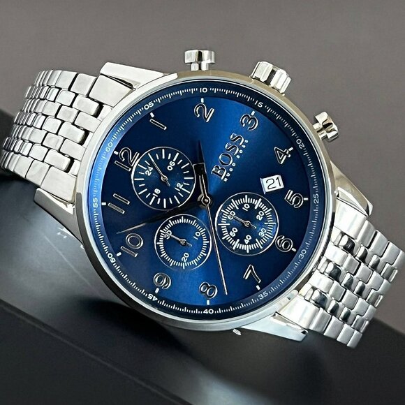 Hugo Boss Men’s Blue Navigator Chronograph Watch (HB1513498) NEW - Picture 8 of 12